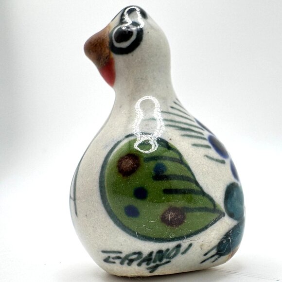 Tonala Mexico 2Pc Mini Birds Hand Painted Art Pottery Figurine Signed Decor Vtg - Picture 10 of 15